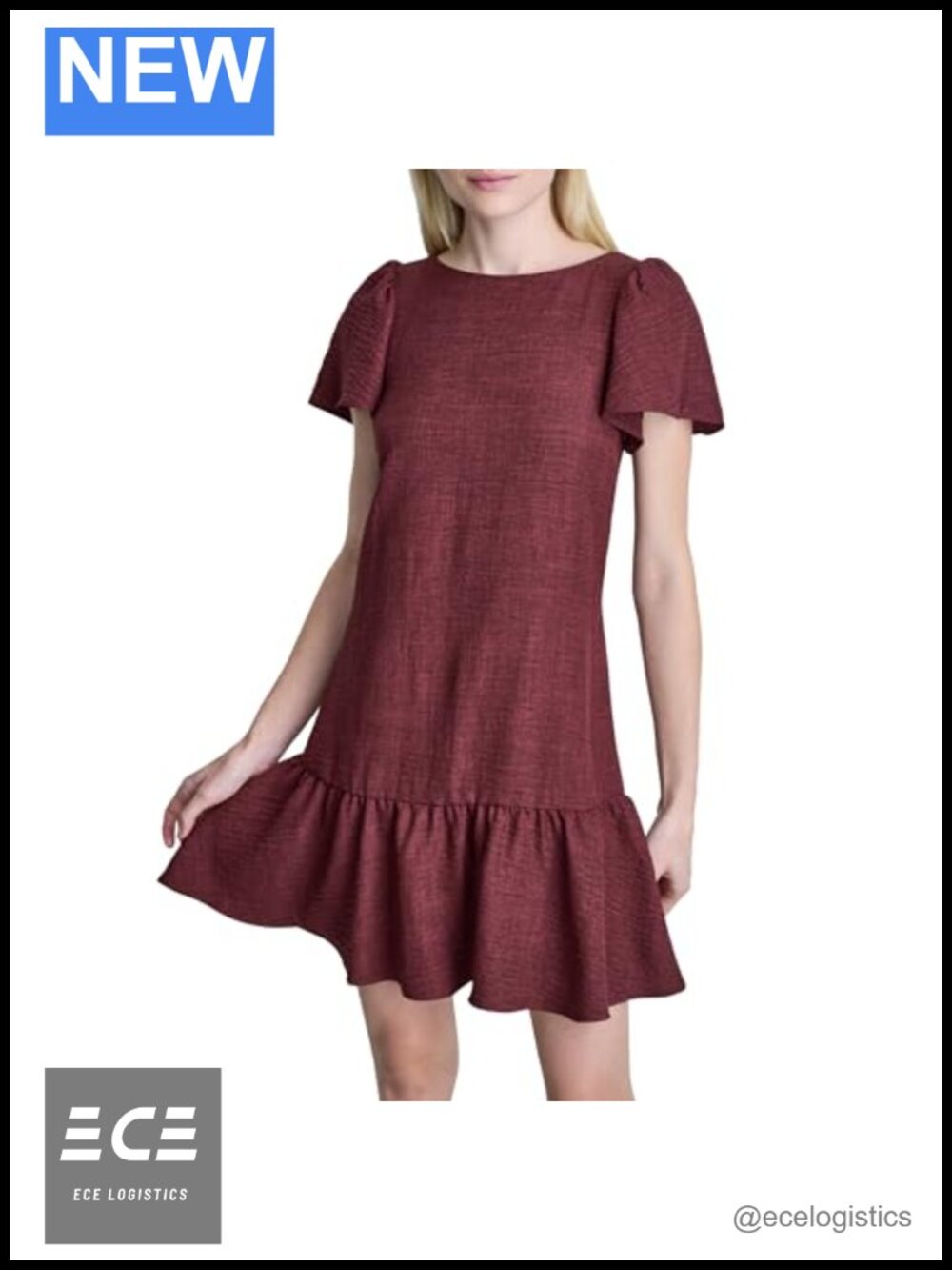Flowy Short Sleeve Ruffle Hem Dress Casual Above Knee